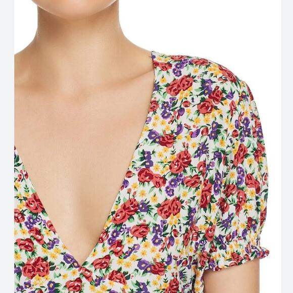 Faithfull The Brand Raphaela Floral Puff Sleeve Mini Dress Size 6 - Picture 4 of 14